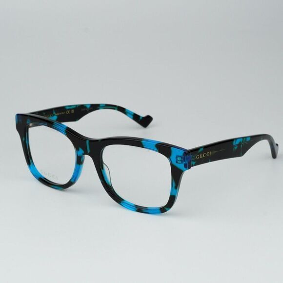 NEW Gucci GG1332O 006 Spotted Black Turquoise Havana Square Men Eyeglasses - Picture 3 of 11